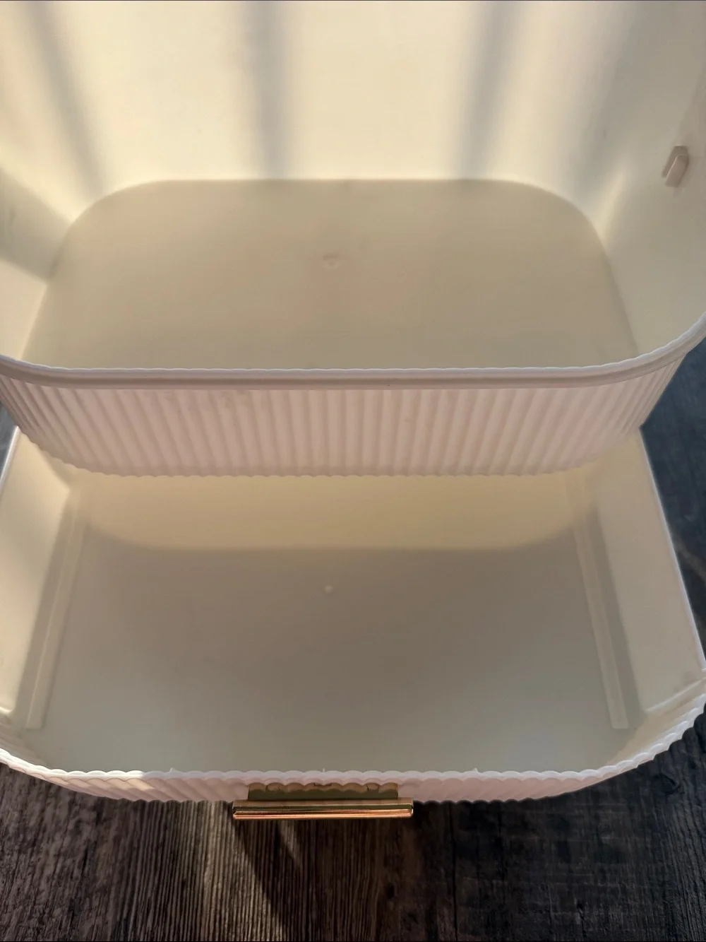 Beige Multi-Tier Cosmetic Organizer with Clear Dome Lid